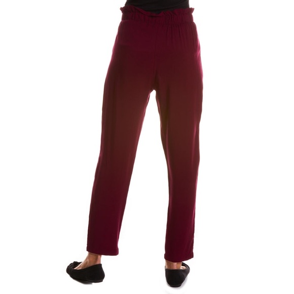 NWOT Ambiance maroon challis tie front pants - Picture 2 of 4